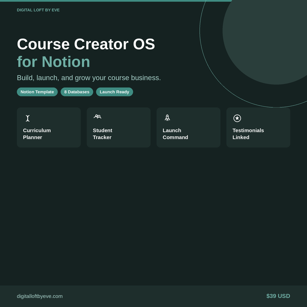 Course Creator OS — All-in-One Notion Workspace for Course Creators