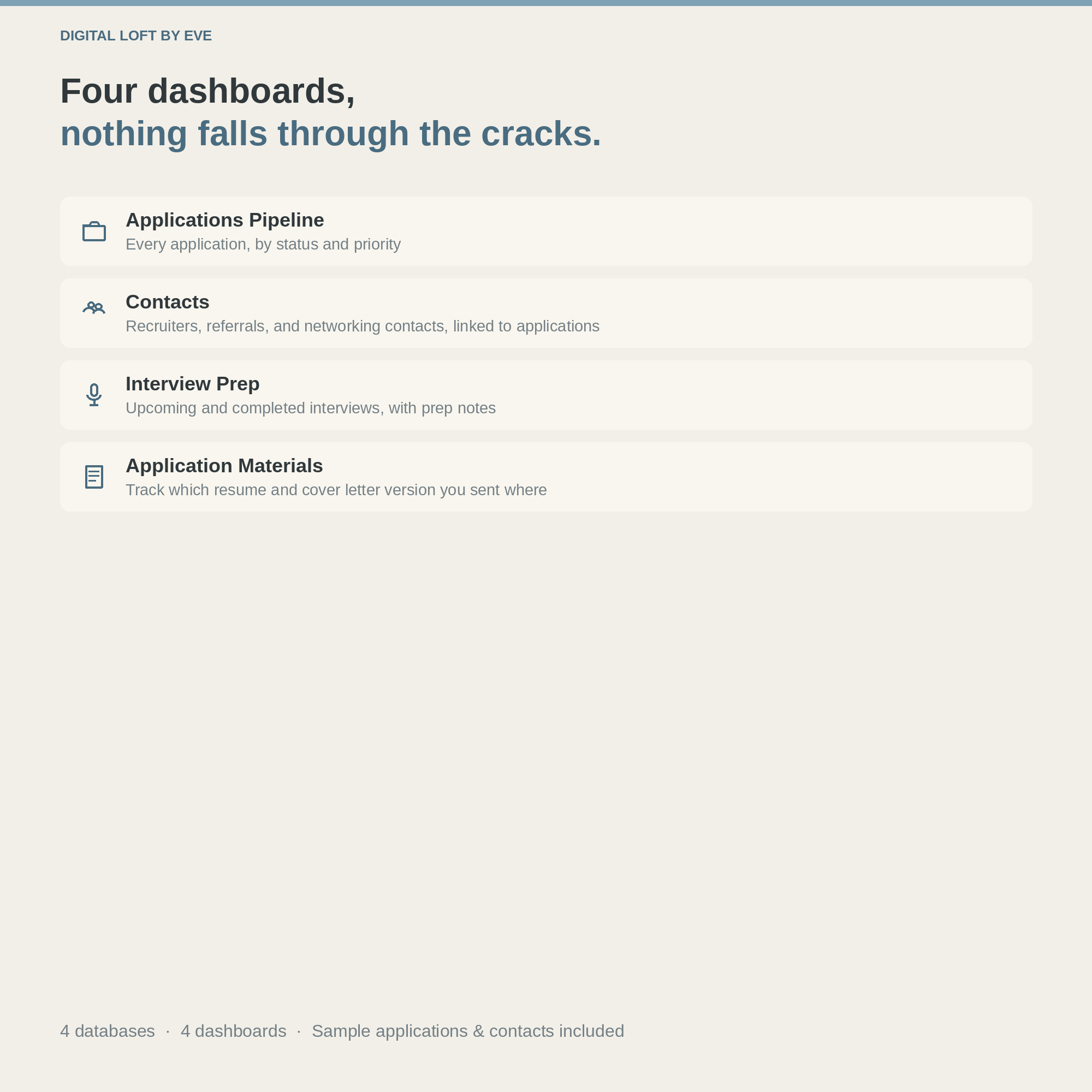 Job Search Tracker Notion Template — Applications, Contacts, Interview Prep & Resumes