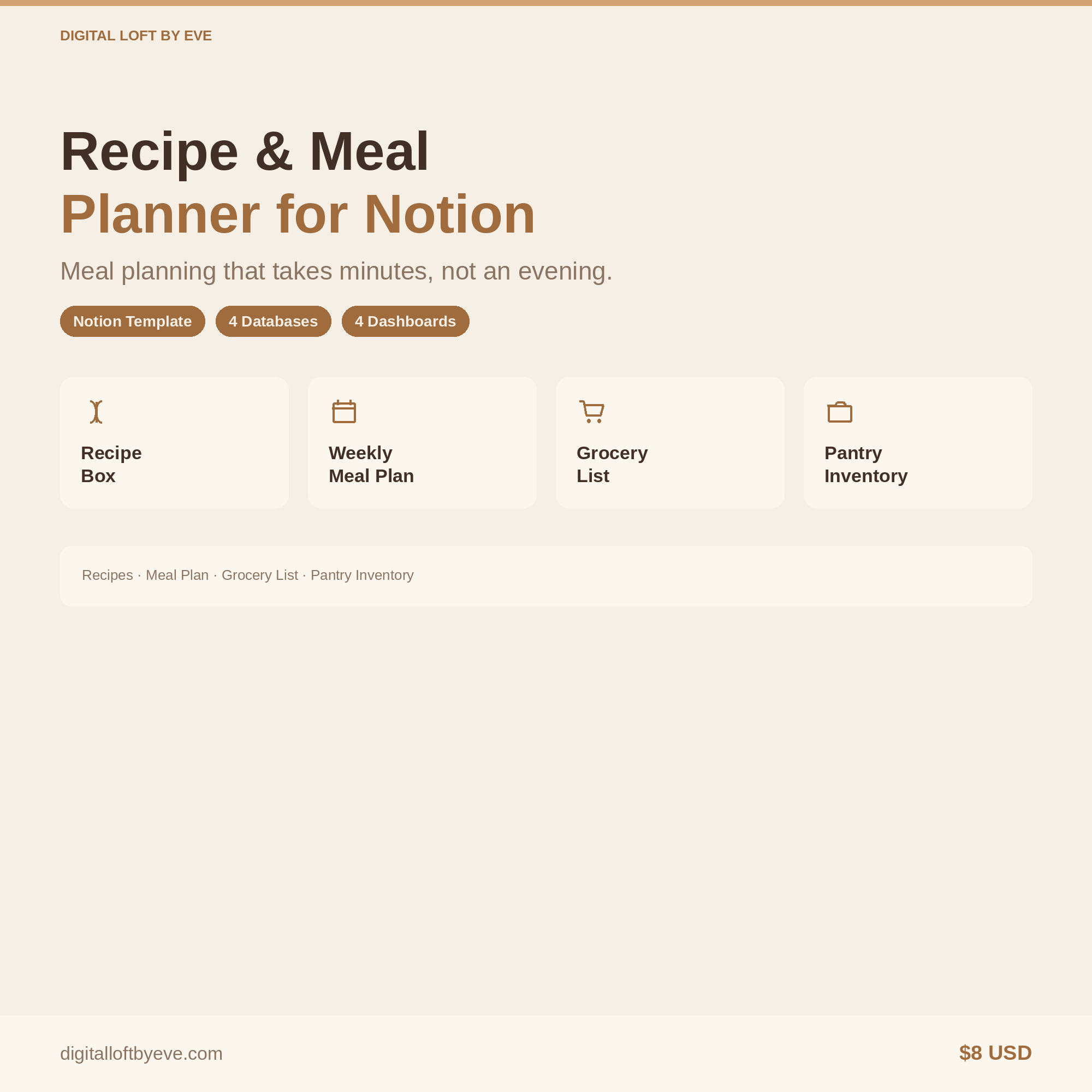 Recipe & Meal Planner Notion Template — Recipes, Weekly Meal Plan, Grocery List & Pantry