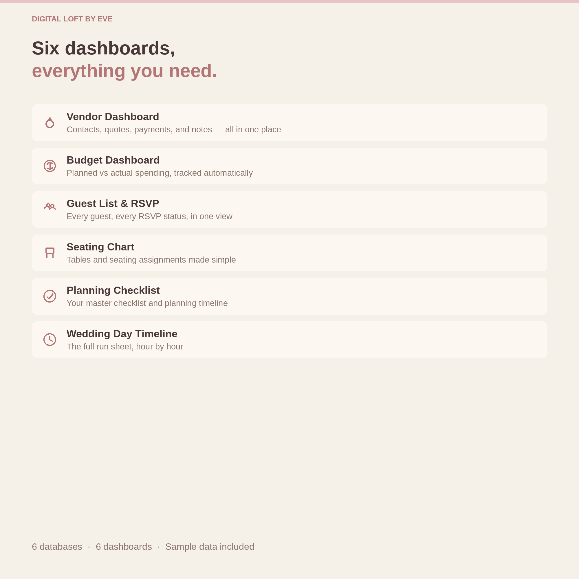 Wedding Planner Notion Template — Guest List, Vendor Tracker, Budget & Timeline